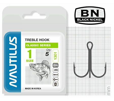 Крючок тройной Nautilus Treble Classic series 1301 Size 1  5шт1 (2)