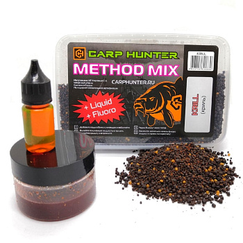 Пеллетс Carp Hunter  Method mix Pellets + Fluoro + Liquid  650 г (Криль) 