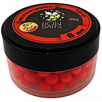 Бойлы плавающие Lion Baits   Wild Strawberry 8мм 25 г (Земляника) 