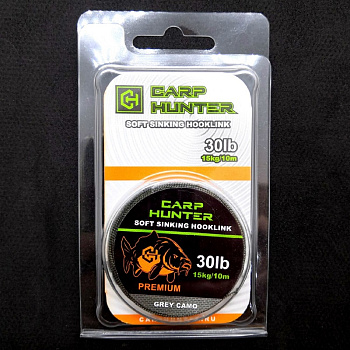 Повод. мат. Carp Hunter PREMIUM   10м 30lb/15кг/ (grey camo) 