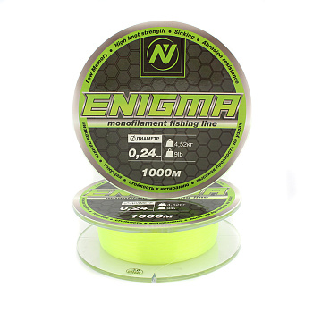 Монофильная леска VN Tackle Monofilament Fishing Line Enigma 1000м 3,57кг/0,22мм (Yellow-Green) 
