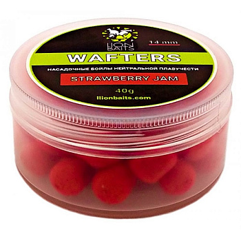 Бойлы нейтральные Lion Baits Wafters  Strawberry Jam 14мм 40 г (Клубничный джем) 