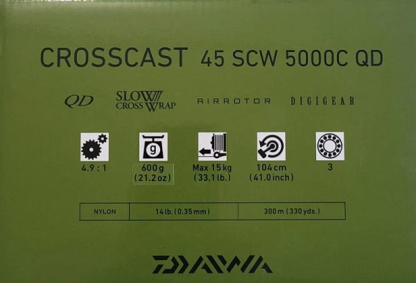 Катушка карповая Daiwa 24 CROSSCAST 45 SCW (5000C QD)1