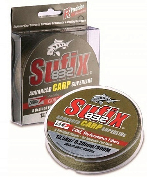 Плетеный шнур Sufix 832 Advanced Carp  300м 9,2кг/0,15мм (Зеленый) 