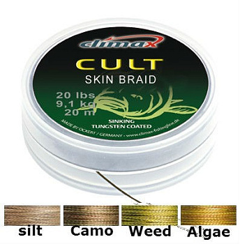 Повод. мат. в матовой оболочке Climax CULT Skin Braid New  15м 20lb/ ( Сamou brown mat finish) 
