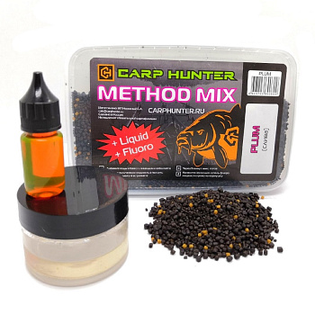 Пеллетс Carp Hunter  Method mix Pellets + Fluoro + Liquid  650 г (Слива) 