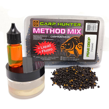 Пеллетс Carp Hunter  Method mix Pellets + Fluoro + Liquid  650 г (Груша) 