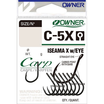 Крючки с колечком Owner Carp Iseama X Size 6 Никель 