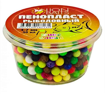 Пенопласт рыболовный Lion Baits Цветной микс  Peas 4-7мм 20 г (Горох) 