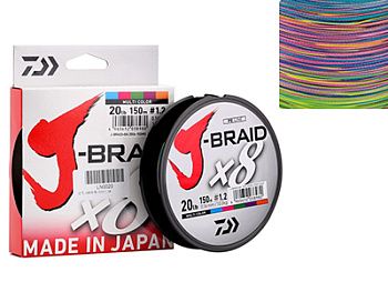 Плетеный шнур Daiwa  J-Braid X8 Multicolor  150м 6,0кг/0,10мм (Цветной) 