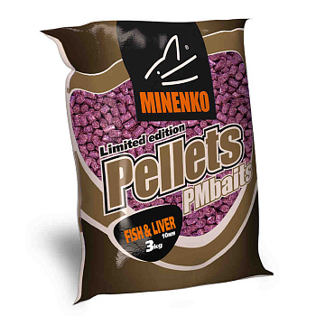 Пеллетс Minenko PMbaits Fish&liver 10мм 3 кг (Рыба и печень)   Темный