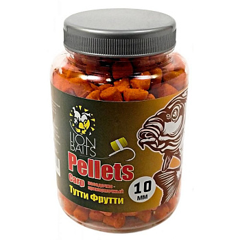 Пеллетс Lion Baits Carp pellets Tutti Frutti 10мм 300 г (Тутти-фрутти)   Желтый