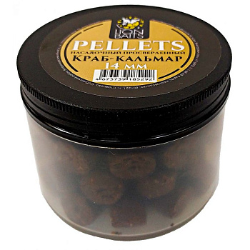 Пеллетс Lion Baits насадочный Pellets  Crab-squid 14мм 100 г (Краб-кальмар) Просверленный  Темный