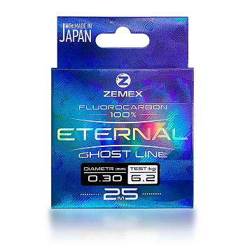 Повод. мат. флюрокарбоновый Zemex ETERNAL 100% FLUOROCARBON  25м 10,5кг/0,40мм Прозрачный 