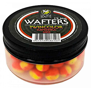 Бойлы нейтральные Lion Baits Wafters twincolor  Strawberry-Honey 12мм 40 г (Клубника-Мёд) 