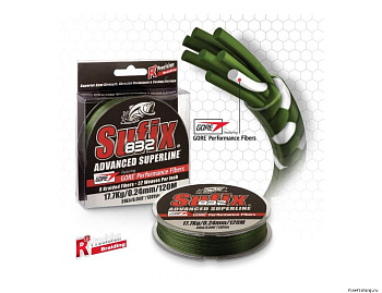Плетеный шнур Sufix 832 Braid  120м 17,7кг/0,24мм (Зеленый) 