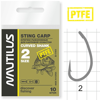 Крючки Nautilus Sting Curved Shank S-1141PTFE  Size 8 Тефлон 