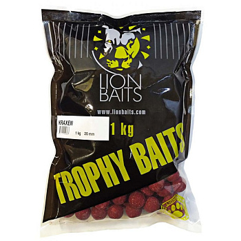 Бойлы тонущие Lion Baits  Trophy Baits Kraxen 20мм 1 кг (Кальмар клюква) 