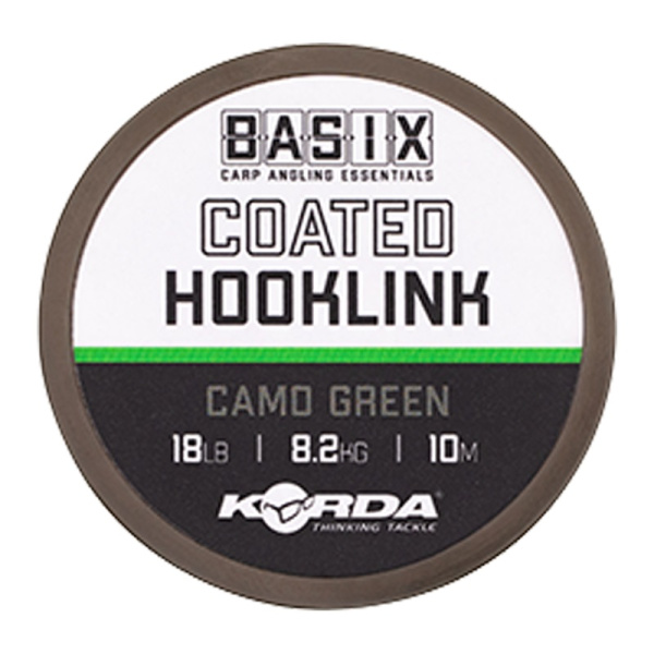 Повод. мат. в оболочке Korda Basix Coated Hooklink  10м 18lb ( Camo green) 1