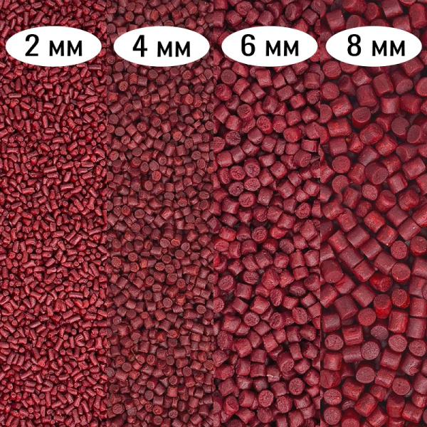Пеллетс Carpomaniya  Strawberry 2мм 650 г (Клубника)   Красный2