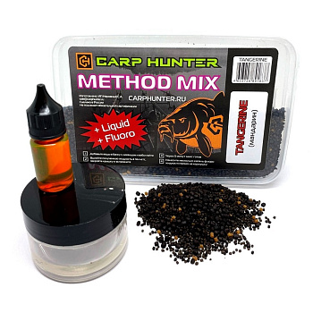 Пеллетс Carp Hunter  Method mix Pellets + Fluoro + Liquid  650 г (Мандарин) 