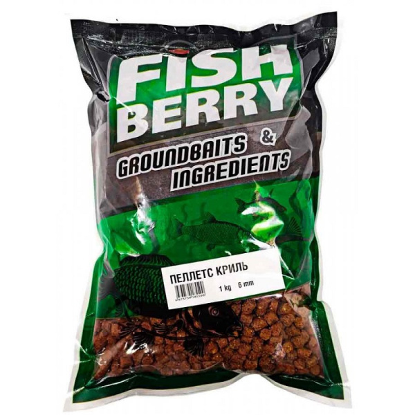 Пеллетс Fishberry  Krill 6 мм 1 кг (Криль)  Твёрдый Оранжевый